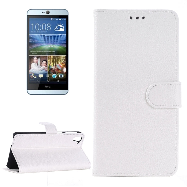 Monochrome Litchi Texture Horizontal Flip Leather Case with Card Slots & Holder for HTC Desire 826