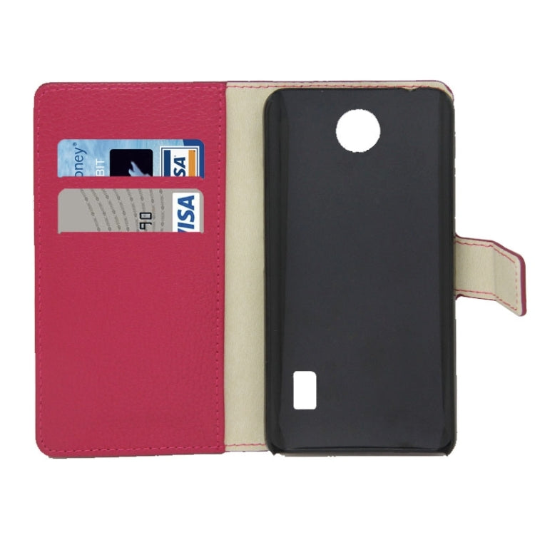 Litchi Texture Magnetic Snap Flip Leather Case with Holder & Card Slots Wallet for Huawei Y635