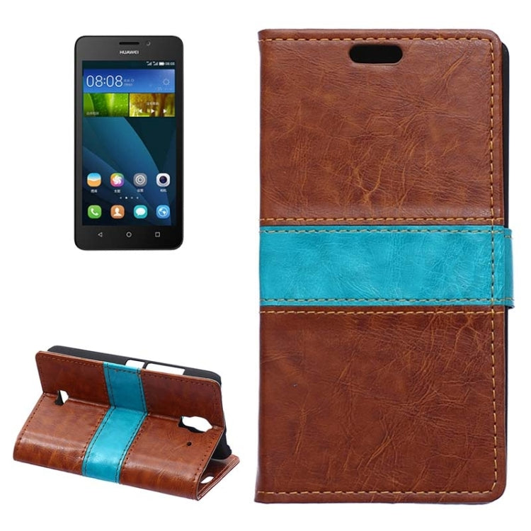 Crazy Horse Texture Horizontal Flip Color Matching Leather Case with Card Slots & Wallet & Holder for Huawei Y360