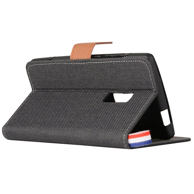 Denim Texture Horizontal Flip Leather Case with Magnetic Snap & Card Slots & Holder & Sling for OnePlus Two