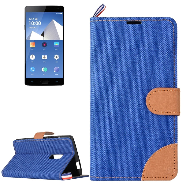 Denim Texture Horizontal Flip Leather Case with Magnetic Snap & Card Slots & Holder & Sling for OnePlus Two
