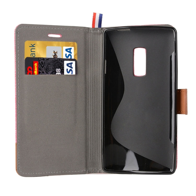 Denim Texture Horizontal Flip Leather Case with Magnetic Snap & Card Slots & Holder & Sling for OnePlus Two