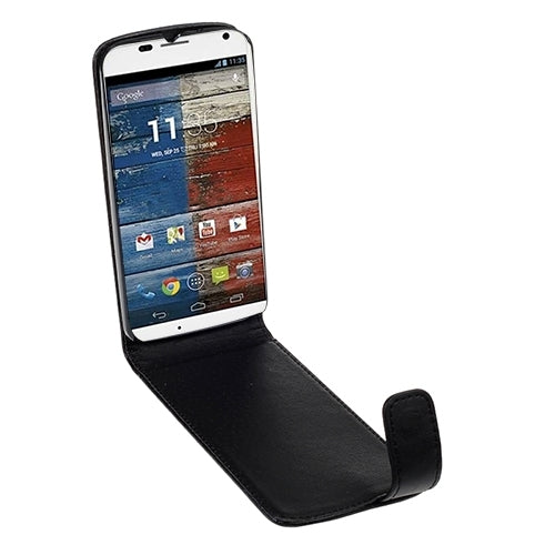 Vertical Flip Magnetic Snap Leather Case for Motorola X Phone / XT1055 / XT1053 / XT1056 / XT1058(Black)