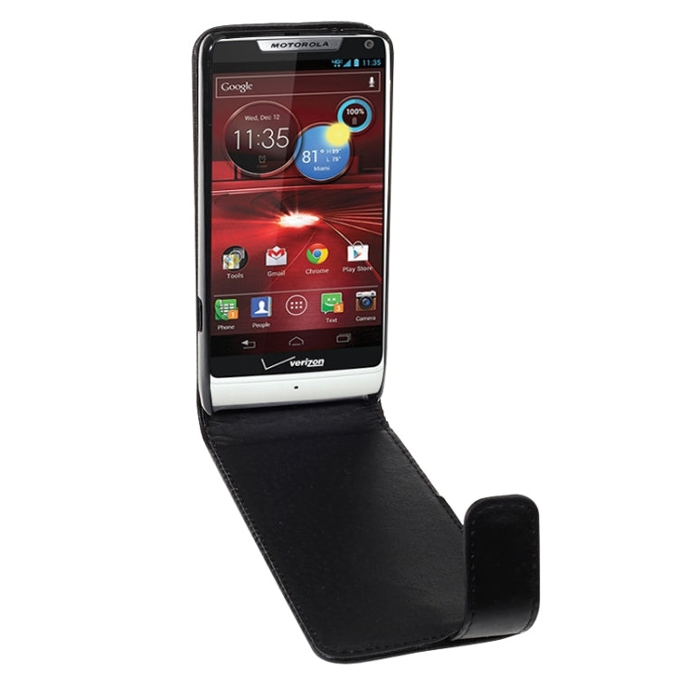 Vertical Flip Magnetic Snap Leather Case for Motorola Droid Razr M / XT907 / XT890 / X905(Black)