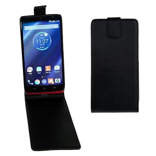 Vertical Flip Magnetic Snap Leather Case for Motorola DROID Turbo / XT1254(Black)