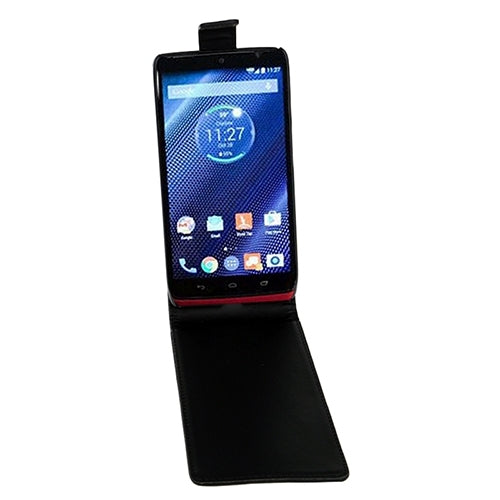 Vertical Flip Magnetic Snap Leather Case for Motorola DROID Turbo / XT1254(Black)