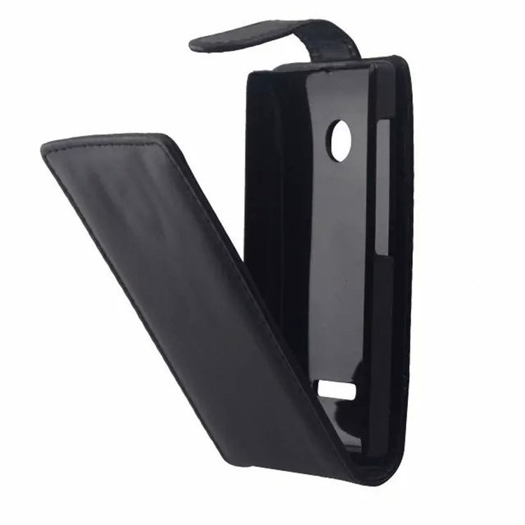 Vertical Flip Magnetic Snap Leather Case for Microsoft Lumia 435(Black)