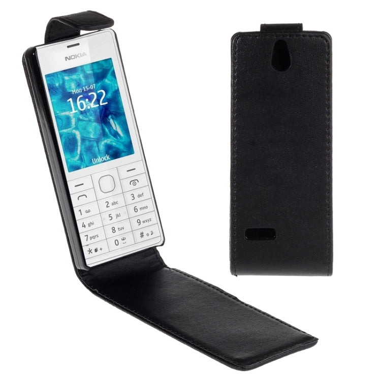 Vertical Flip Magnetic Snap Leather Case for Nokia 515 / 515 Dual(Black)