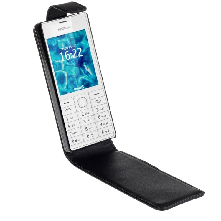 Vertical Flip Magnetic Snap Leather Case for Nokia 515 / 515 Dual(Black)