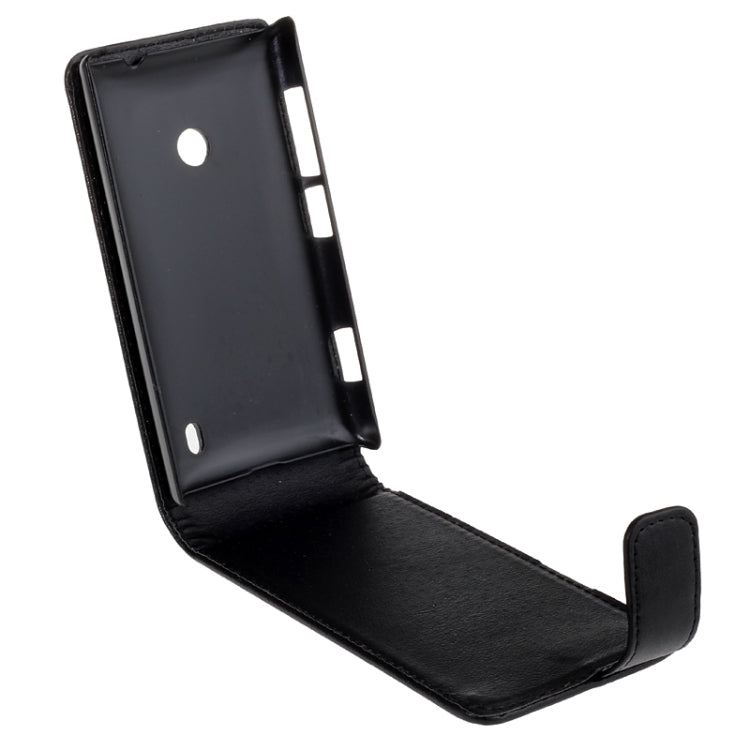 Vertical Flip Magnetic Snap Leather Case for Nokia Lumia 525(Black)