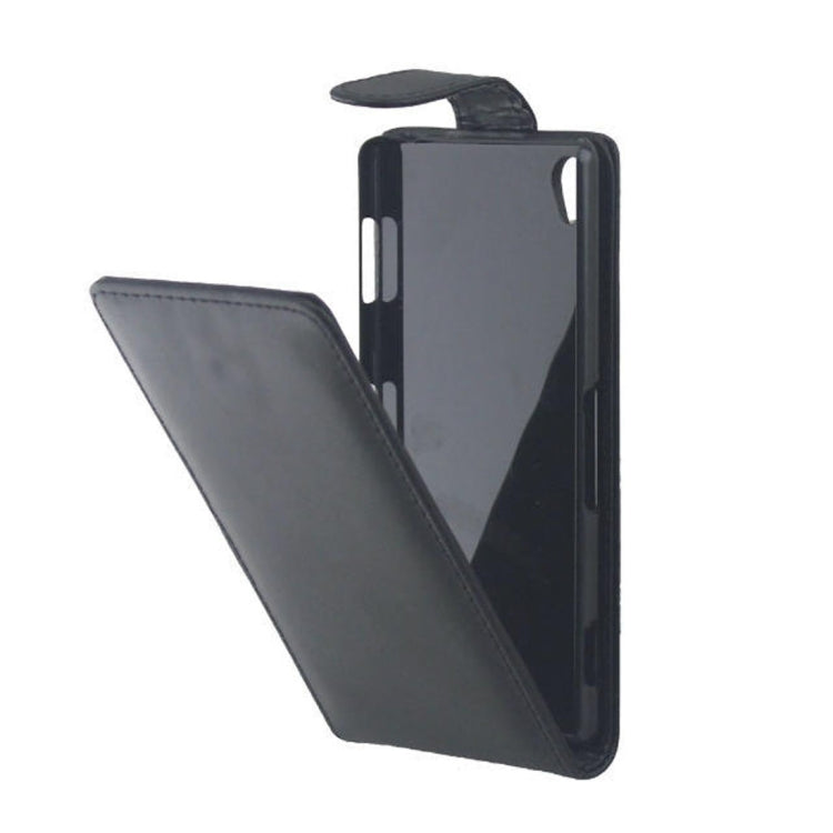 Vertical Flip Magnetic Snap Leather Case for Sony Xperia Z3 / D6653(Black)