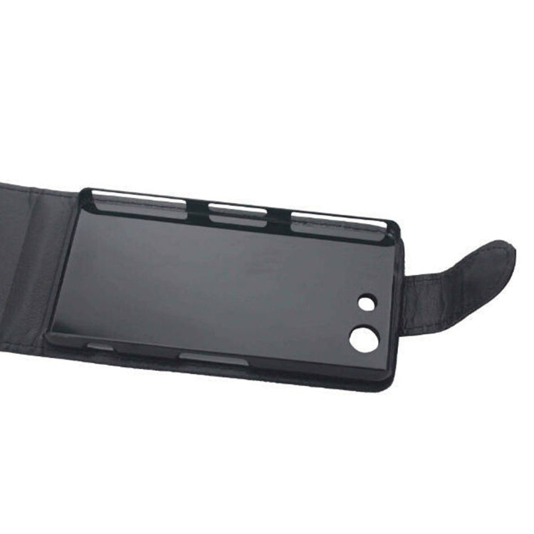 Vertical Flip Magnetic Snap Leather Case for Sony Xperia Z3 Compact / D5803(Black)