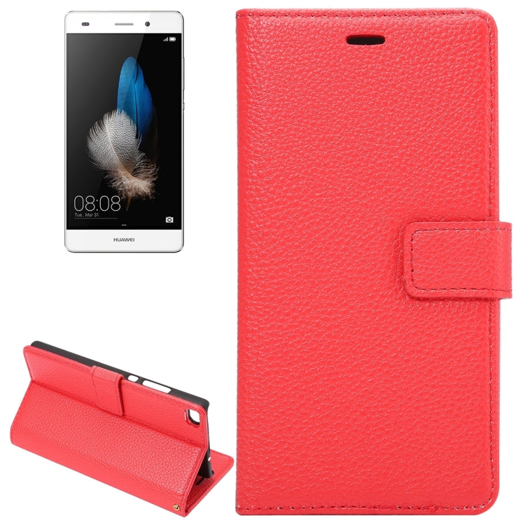 For Huawei  P8 Standard Edition, Litchi Texture Leather Case with Card Slots & Holder & Wallet & Photo Frame & Lanyard