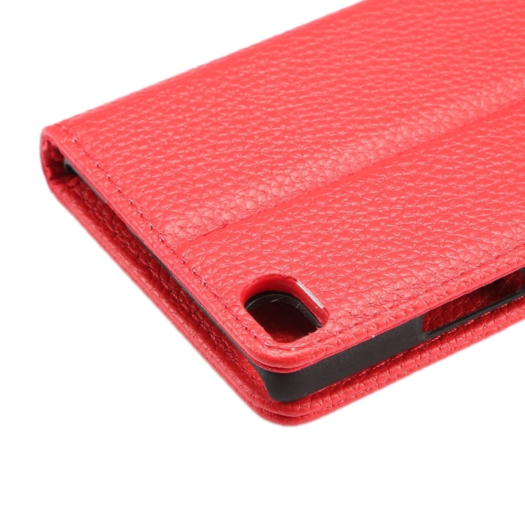 For Huawei  P8 Standard Edition, Litchi Texture Leather Case with Card Slots & Holder & Wallet & Photo Frame & Lanyard