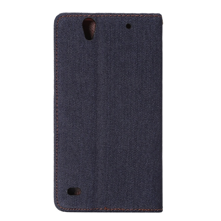 Denim Texture Leather Case with Holder & Card Slots for Sony Xperia C4 / E5303 / E5306 / E5353(Black)