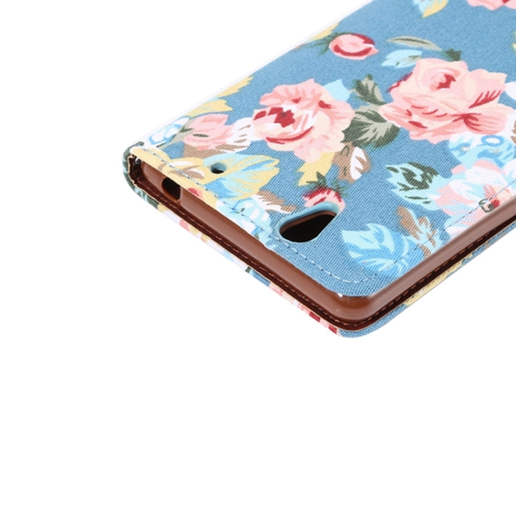 Flower Cloth Leather Case with Holder & Card Slots for Sony Xperia C4 / E5303 / E5306 / E5353