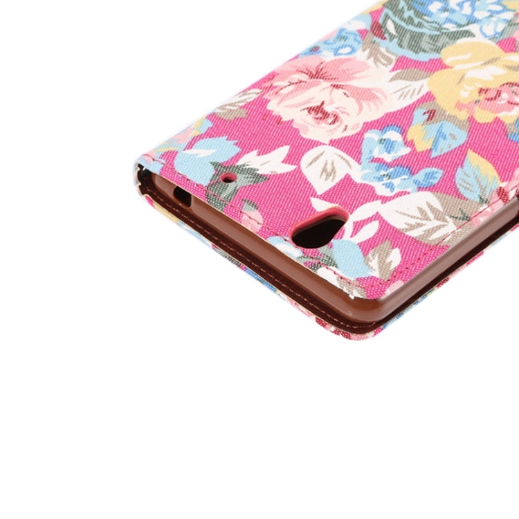 Flower Cloth Leather Case with Holder & Card Slots for Sony Xperia C4 / E5303 / E5306 / E5353