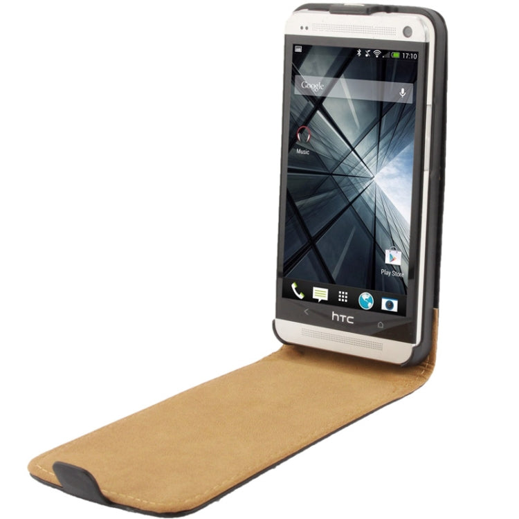 Vertical Flip Leather Case for HTC One / M7  (Black)