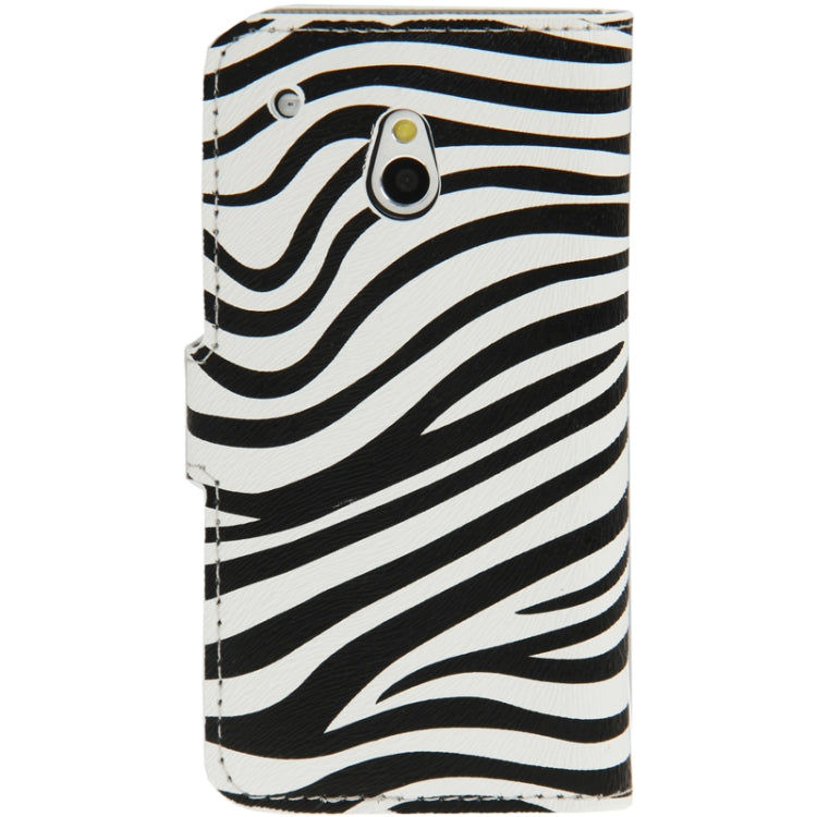 Zebra Pattern Flip Leather Case with Holder & Credit Card Slots for HTC One mini / M4