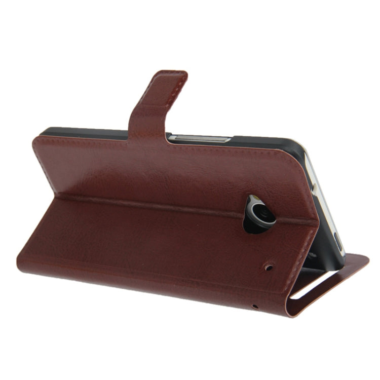 Fine Sheepskin Texture Leather Case with Credit Card Slot & Holder for HTC One / M7 (Brown)