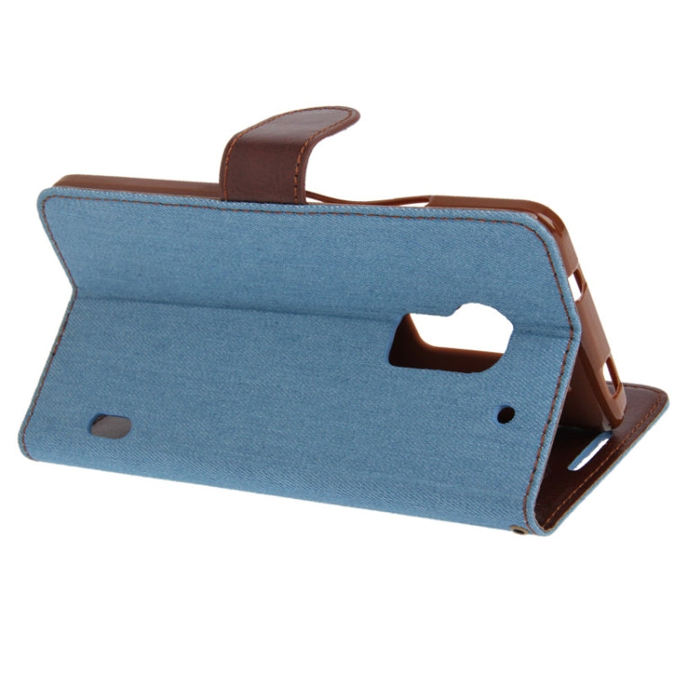 Denim Texture Horizontal Flip Leather Case with Holder & Credit Card Slots for HTC One Max / T6 / 809d   (Blue)