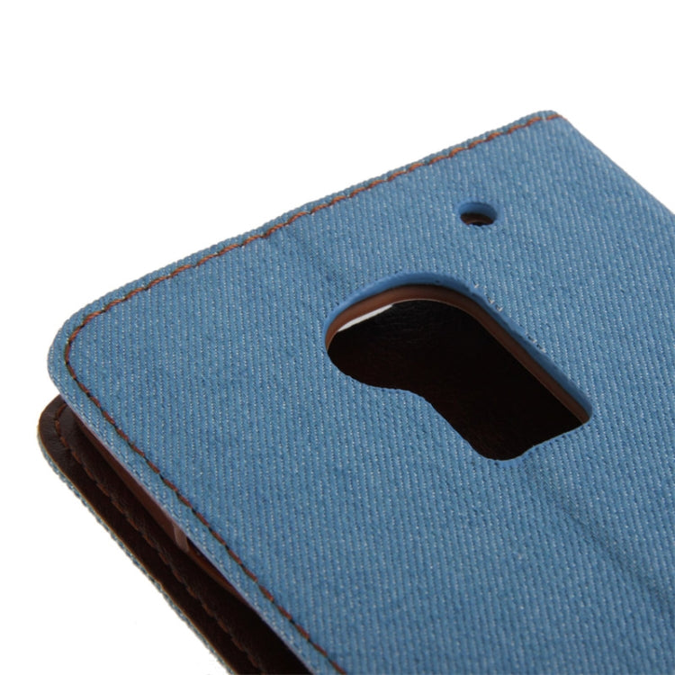Denim Texture Horizontal Flip Leather Case with Holder & Credit Card Slots for HTC One Max / T6 / 809d   (Blue)