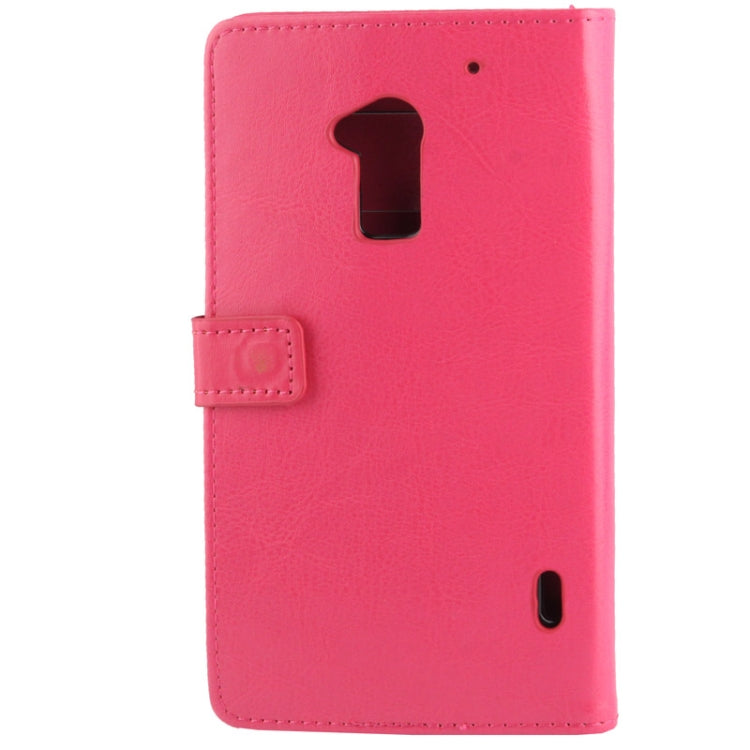 Crazy Horse Texture Leather Case with Credit Card Slot & Holder for HTC One Max / T6 / 809d (Magenta)
