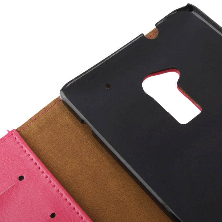 Crazy Horse Texture Leather Case with Credit Card Slot & Holder for HTC One Max / T6 / 809d (Magenta)