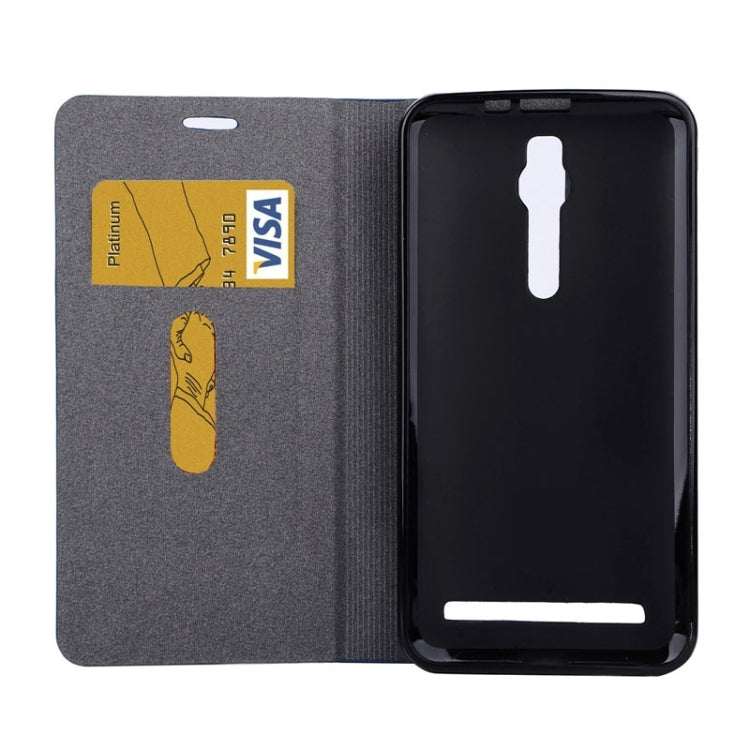 Horizontal Flip Canvas Leather Case with Card Slot & Holder for Asus Zenfone 2 ZE551ML