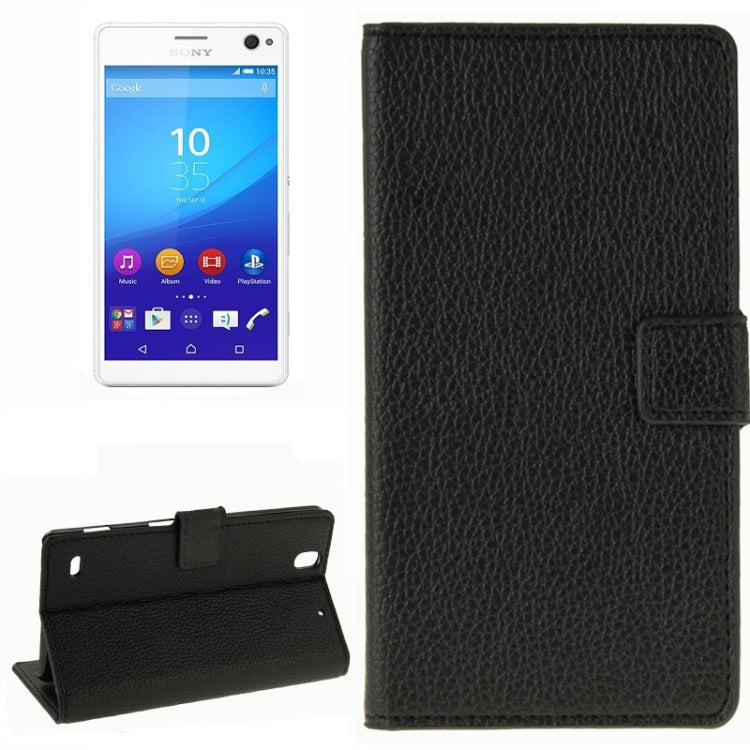 Litchi Texture Horizontal Flip Leather Case with Card Slots & Wallet & Holder for Sony Xperia C4