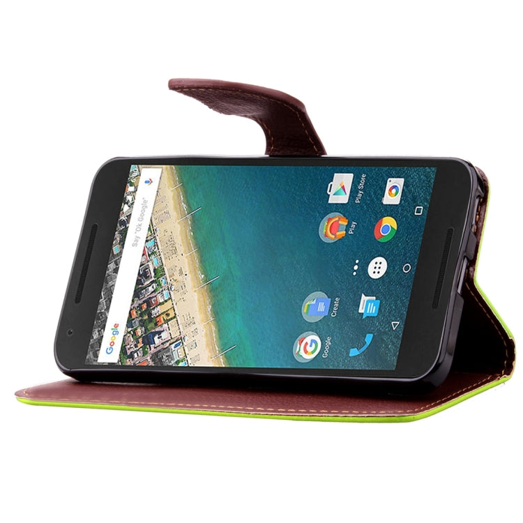 Leaf Magnetic Snap Litchi Texture Horizontal Flip Leather Case with Card Slots & Wallet & Holder & Lanyard for Google Nexus 5X