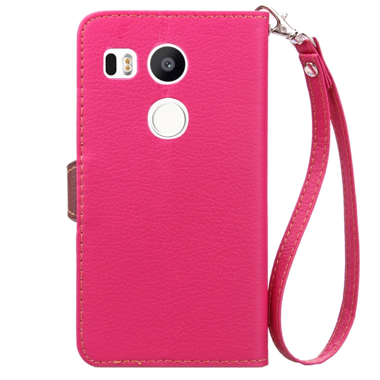 Leaf Magnetic Snap Litchi Texture Horizontal Flip Leather Case with Card Slots & Wallet & Holder & Lanyard for Google Nexus 5X