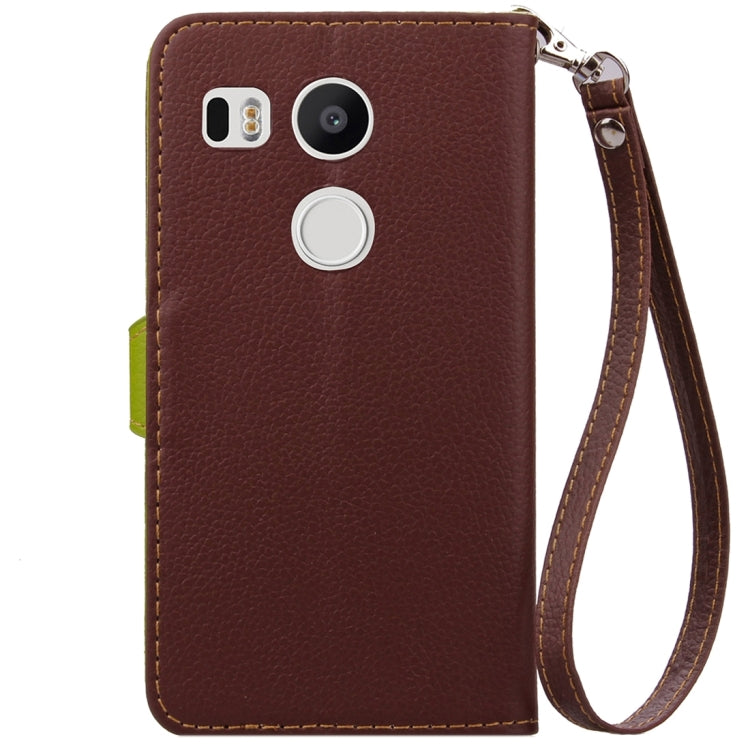 Leaf Magnetic Snap Litchi Texture Horizontal Flip Leather Case with Card Slots & Wallet & Holder & Lanyard for Google Nexus 5X