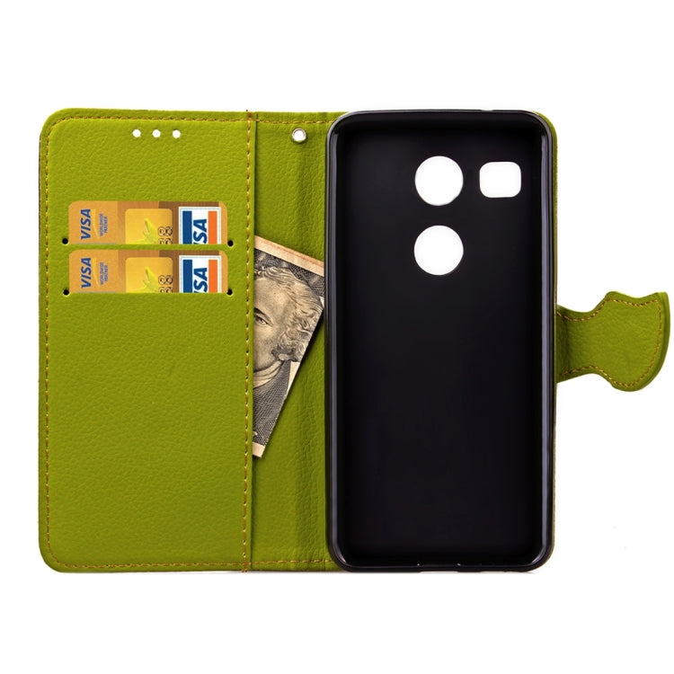 Leaf Magnetic Snap Litchi Texture Horizontal Flip Leather Case with Card Slots & Wallet & Holder & Lanyard for Google Nexus 5X
