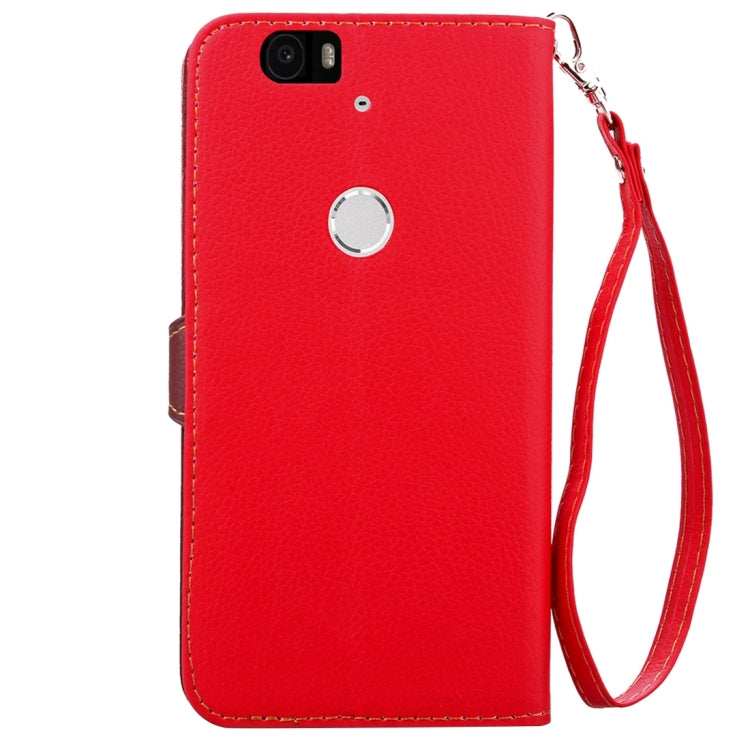 Leaf Magnetic Snap Litchi Texture Horizontal Flip Leather Case with Card Slots & Wallet & Holder & Lanyard for Google Nexus 6P