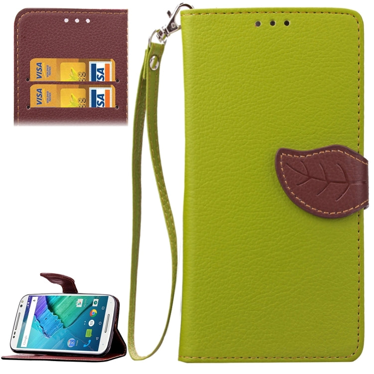 Leaf Magnetic Snap Litchi Texture Horizontal Flip Leather Case with Card Slots & Wallet & Holder & Lanyard for Motorola Moto X Style