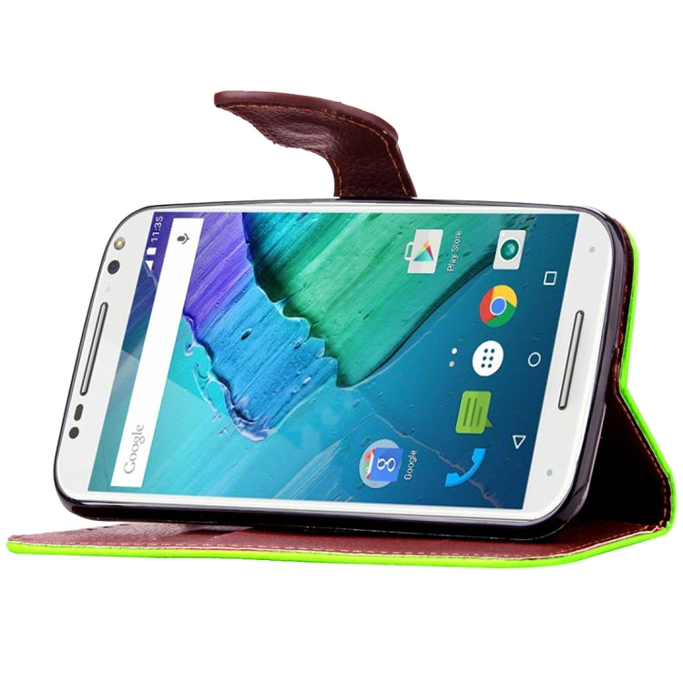 Leaf Magnetic Snap Litchi Texture Horizontal Flip Leather Case with Card Slots & Wallet & Holder & Lanyard for Motorola Moto X Style