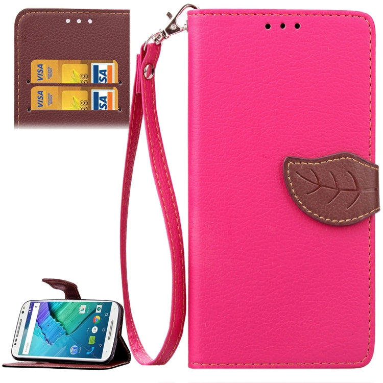 Leaf Magnetic Snap Litchi Texture Horizontal Flip Leather Case with Card Slots & Wallet & Holder & Lanyard for Motorola Moto X Style