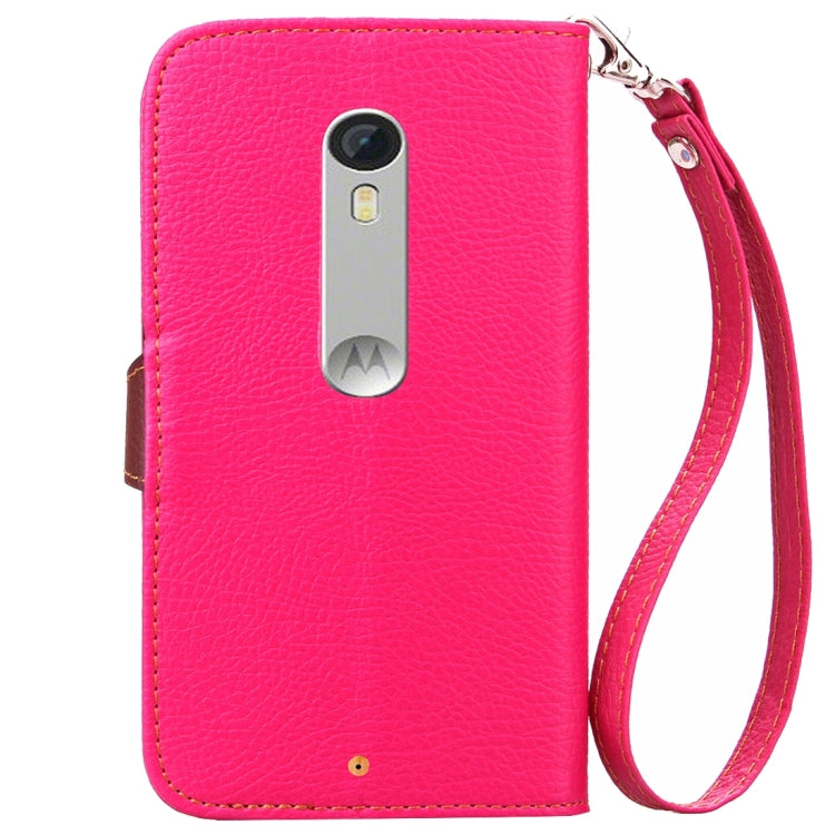 Leaf Magnetic Snap Litchi Texture Horizontal Flip Leather Case with Card Slots & Wallet & Holder & Lanyard for Motorola Moto X Style
