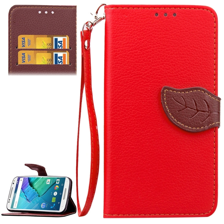 Leaf Magnetic Snap Litchi Texture Horizontal Flip Leather Case with Card Slots & Wallet & Holder & Lanyard for Motorola Moto X Style