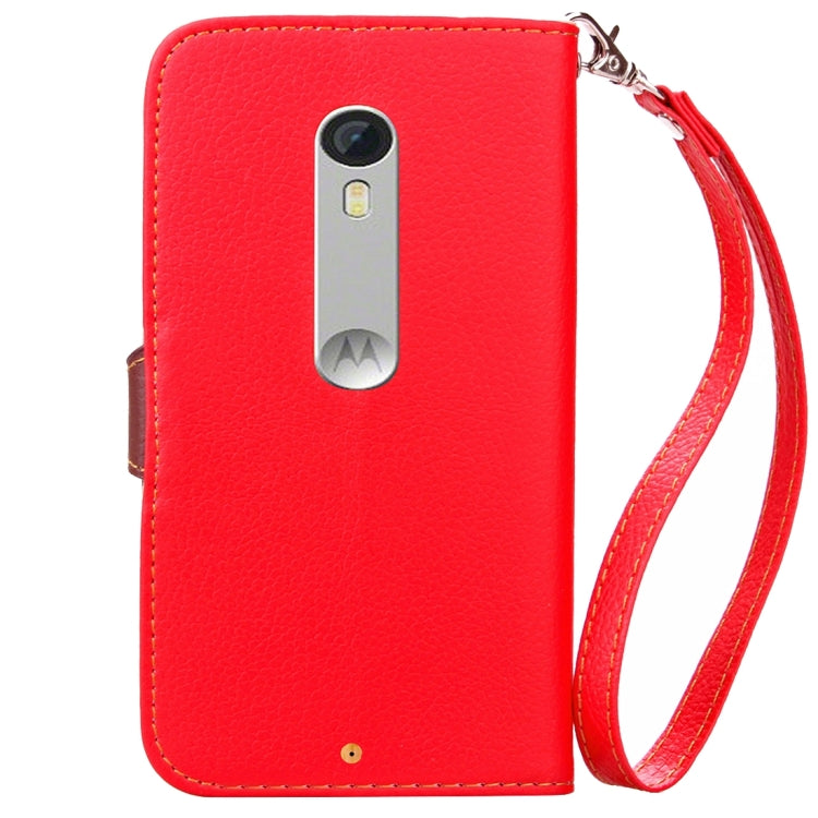Leaf Magnetic Snap Litchi Texture Horizontal Flip Leather Case with Card Slots & Wallet & Holder & Lanyard for Motorola Moto X Style