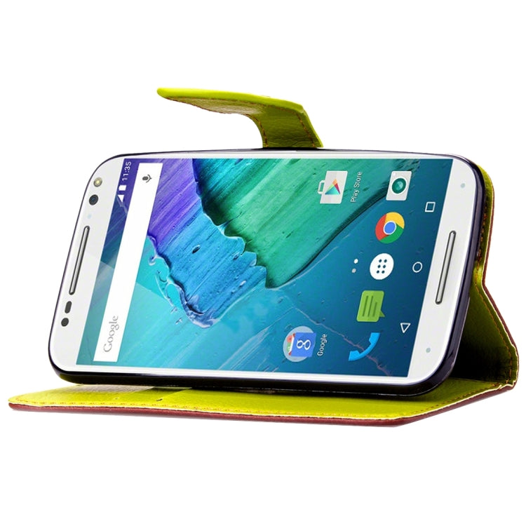 Leaf Magnetic Snap Litchi Texture Horizontal Flip Leather Case with Card Slots & Wallet & Holder & Lanyard for Motorola Moto X Style