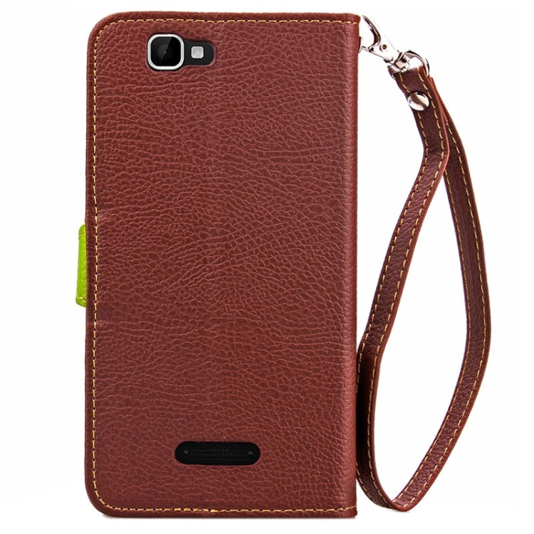 Leaf Magnetic Snap Litchi Texture Horizontal Flip Leather Case with Card Slots & Holder & Wallet & Lanyard for Wiko Rainbow