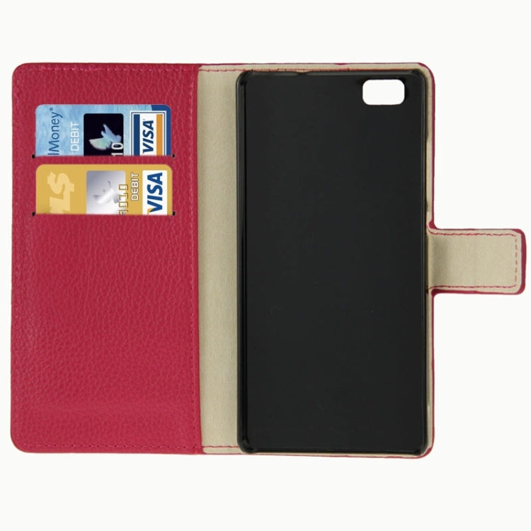 Litchi Texture Horizontal Flip Leather Case with Card Slots & Wallet & Holder for Huawei P8 Lite