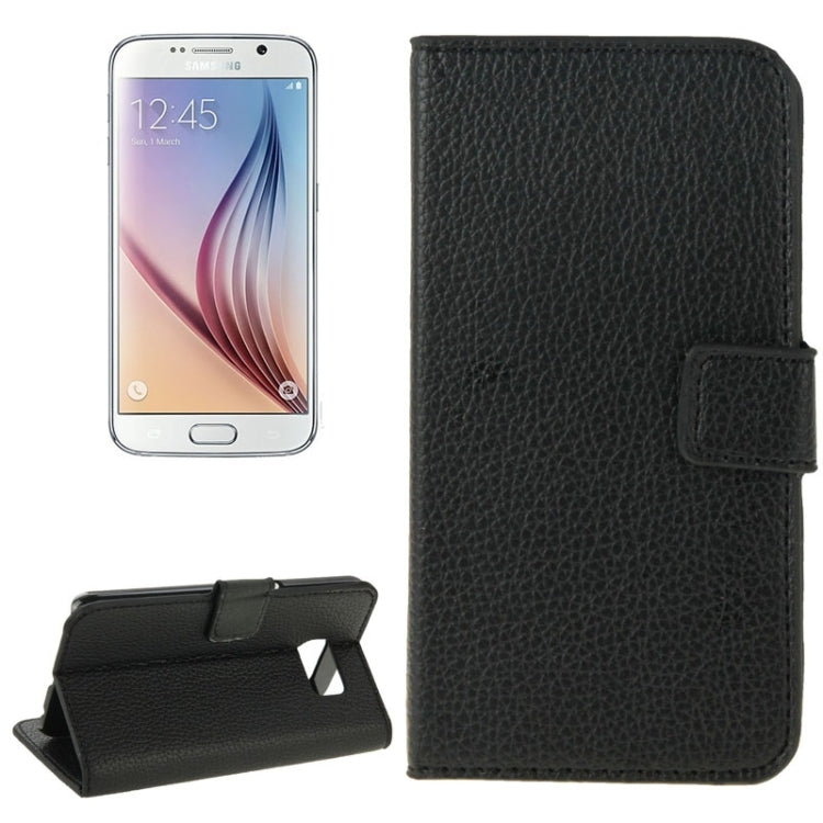 For Galaxy S6 / G920 Litchi Texture Flip Leather Case with Holder & Card Slots & Wallet