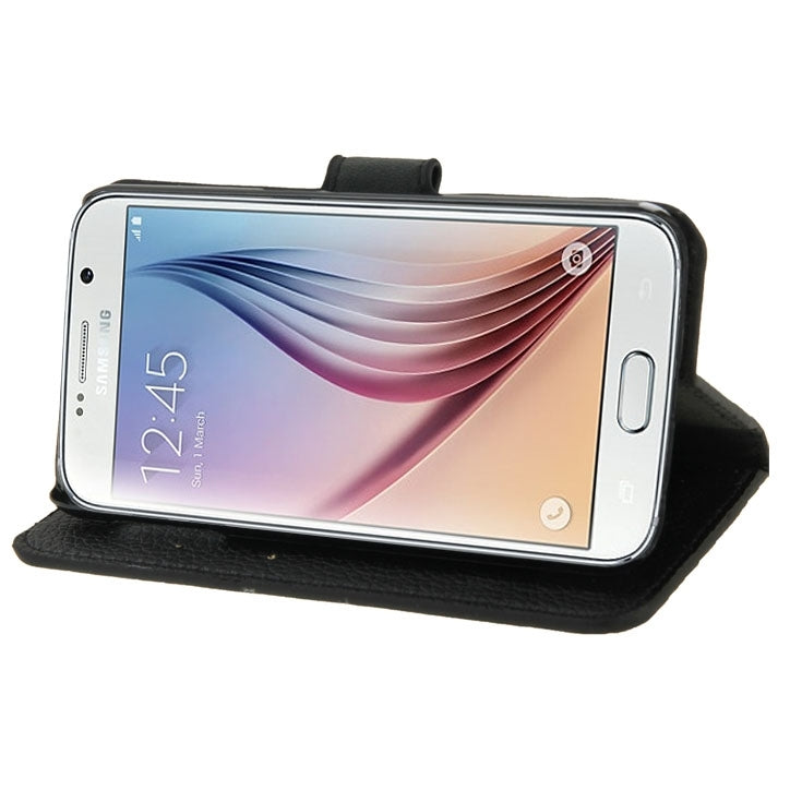 For Galaxy S6 / G920 Litchi Texture Flip Leather Case with Holder & Card Slots & Wallet