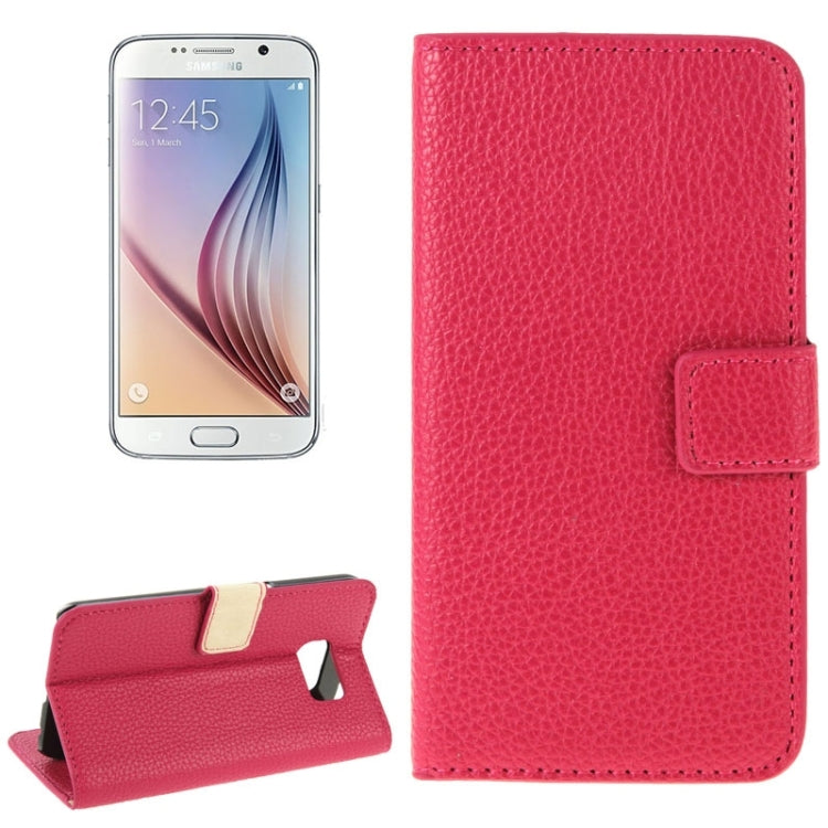 For Galaxy S6 / G920 Litchi Texture Flip Leather Case with Holder & Card Slots & Wallet