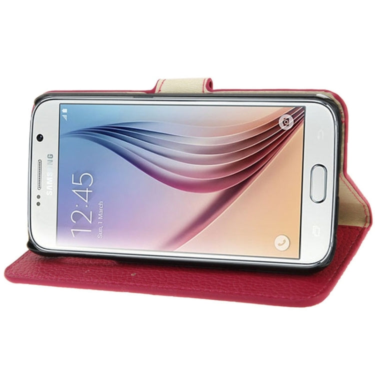 For Galaxy S6 / G920 Litchi Texture Flip Leather Case with Holder & Card Slots & Wallet