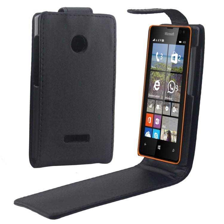 Vertical Flip Magnetic Button Leather Case for Microsoft Lumia 435