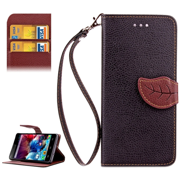 Leaf Magnetic Snap Litchi Texture Horizontal Flip Leather Case with Card Slots & Holder & Wallet & Lanyard for Wiko Highway